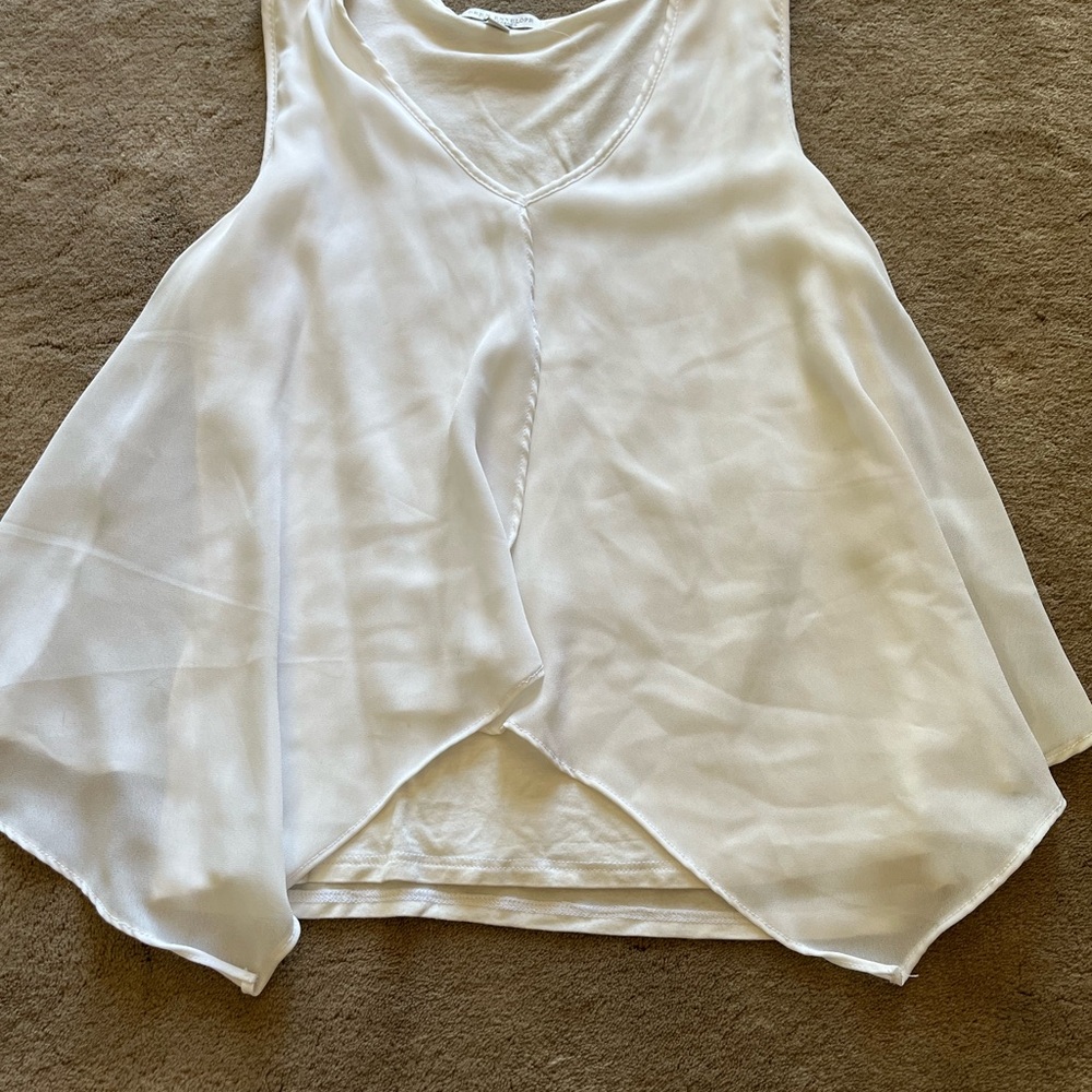 Green Envelope White Asymmetrical Blouse